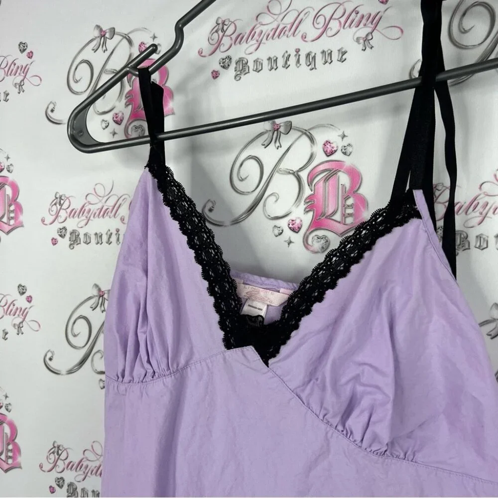 Dress lace detail purple lilac nighty Lavender Lace Trim Nightgown